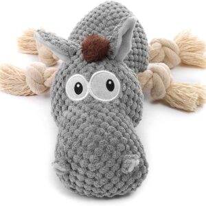 Sedioso Juguetes para perros, juguete chirriante con papel arrugado, juguete de peluche para cachorros, perros pequeños, medianos y grandes (burro (gris)